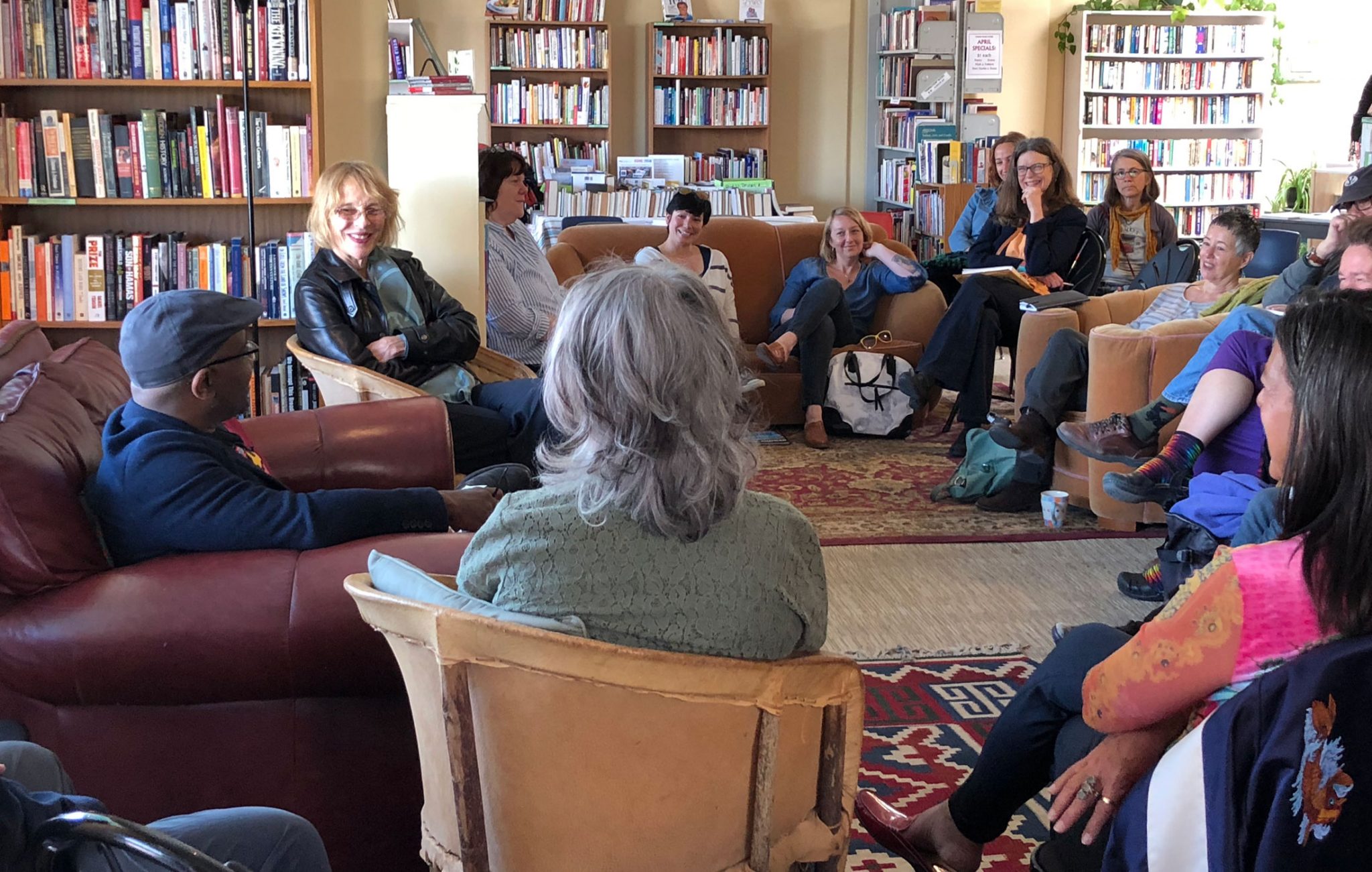 A discussion group talking as part of the Taos Writers Showcase at SOMOS